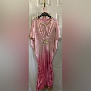 NWT | Pink & Gold Sequin Kaftan Dress | Pakistani Formal Wear | Size S